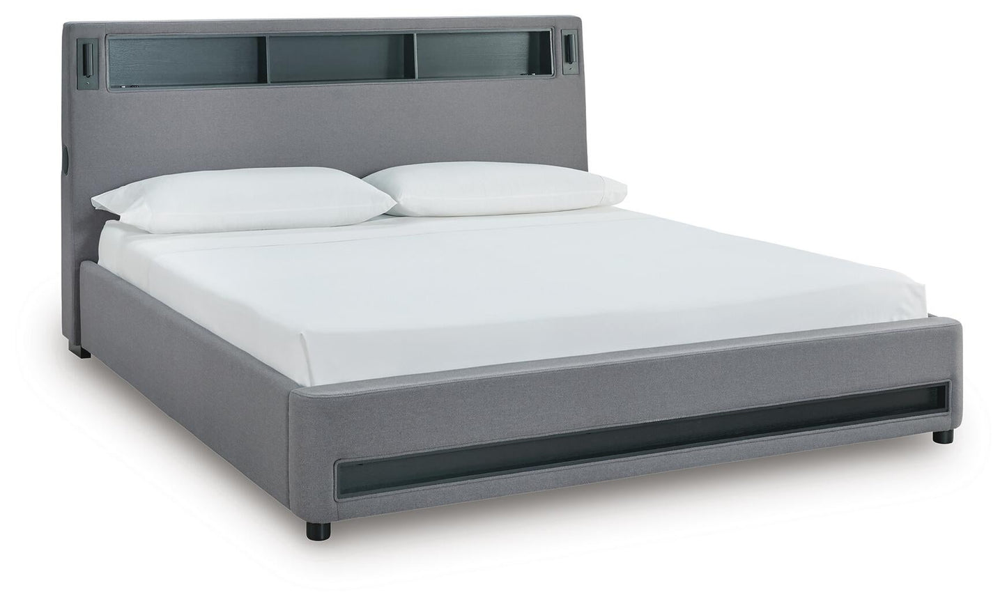 Cayberry California King Upholstered Bed with Wireless Audio
