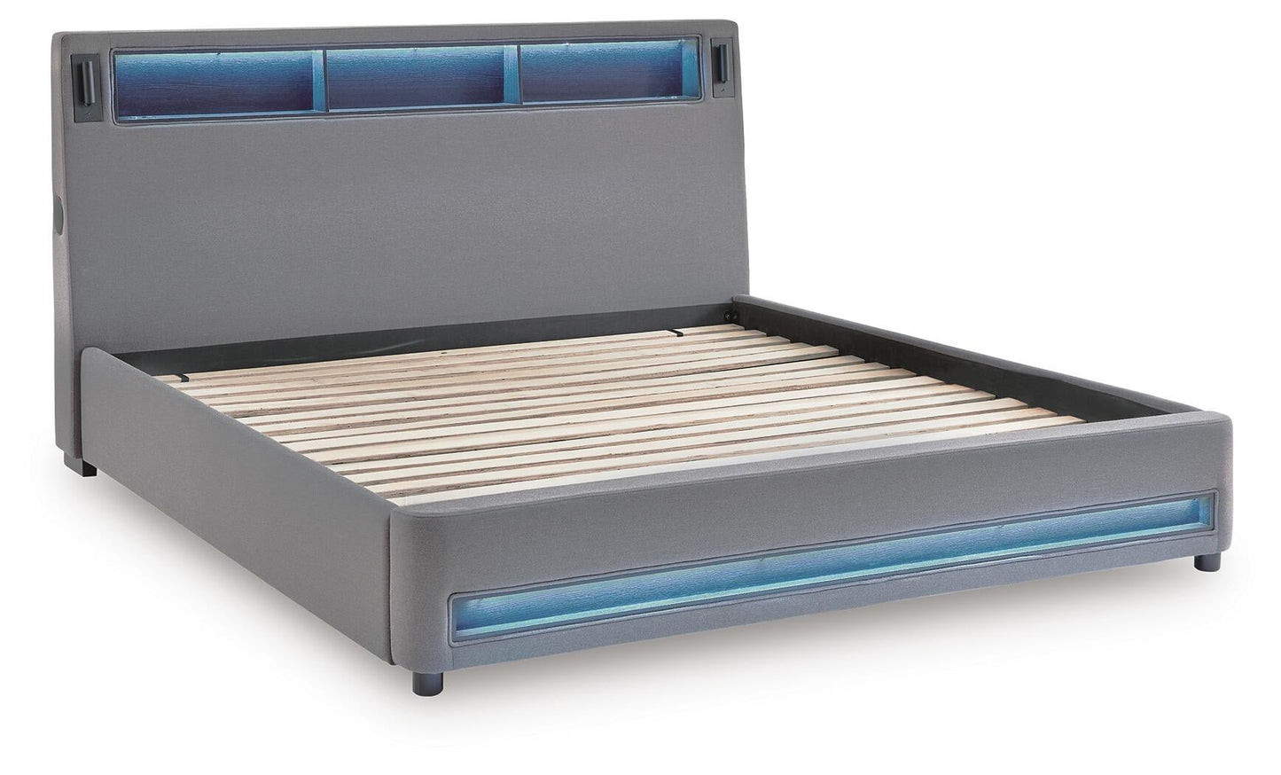 Cayberry California King Upholstered Bed with Wireless Audio