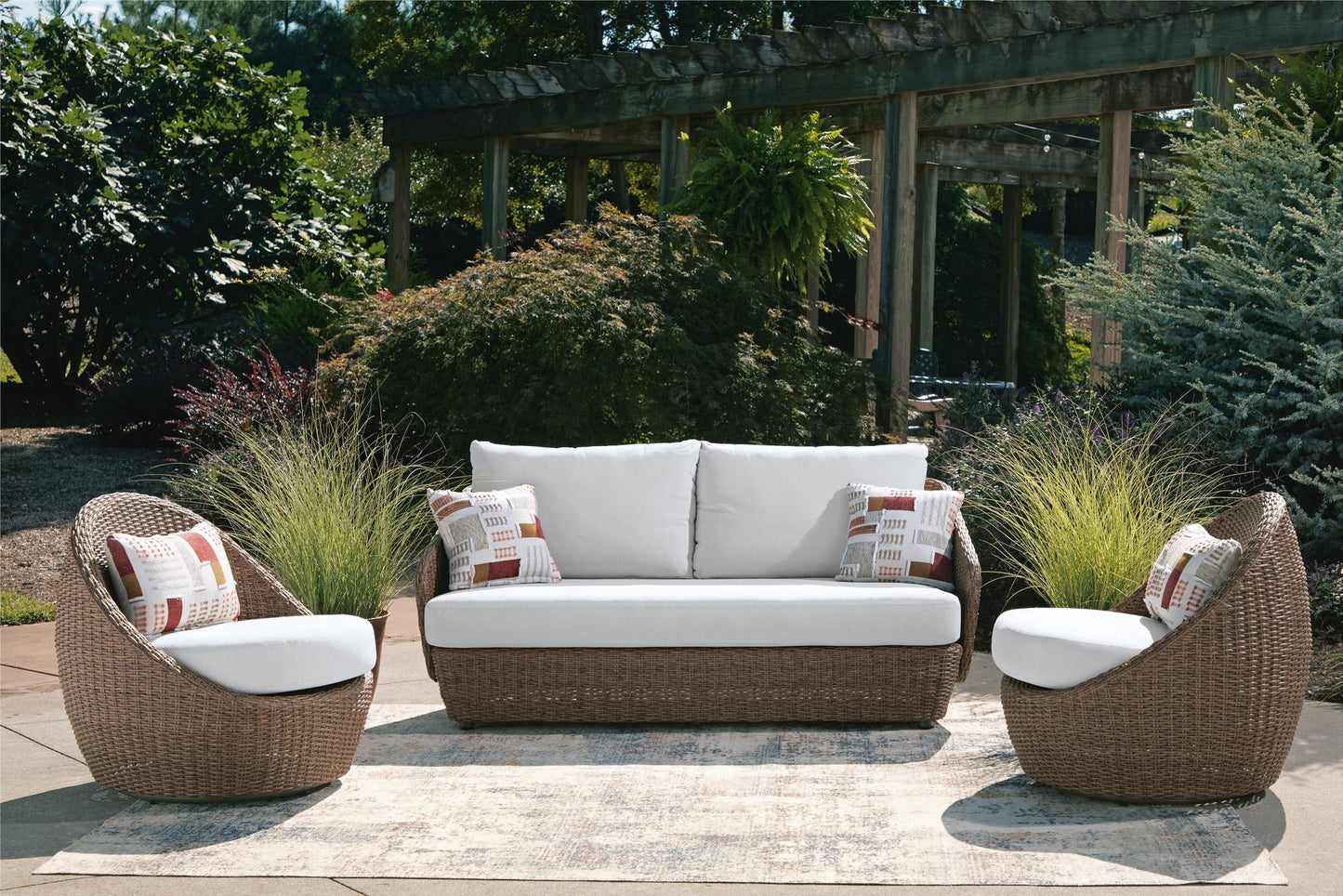 Cardiff Beach Love/Swivel Chairs Set (3/CN)