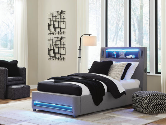 Ashley Express - Cayberry Twin Upholstered Bed with Wireless Audio