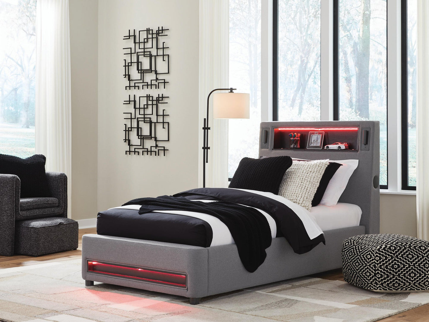 Ashley Express - Cayberry Twin Upholstered Bed with Wireless Audio