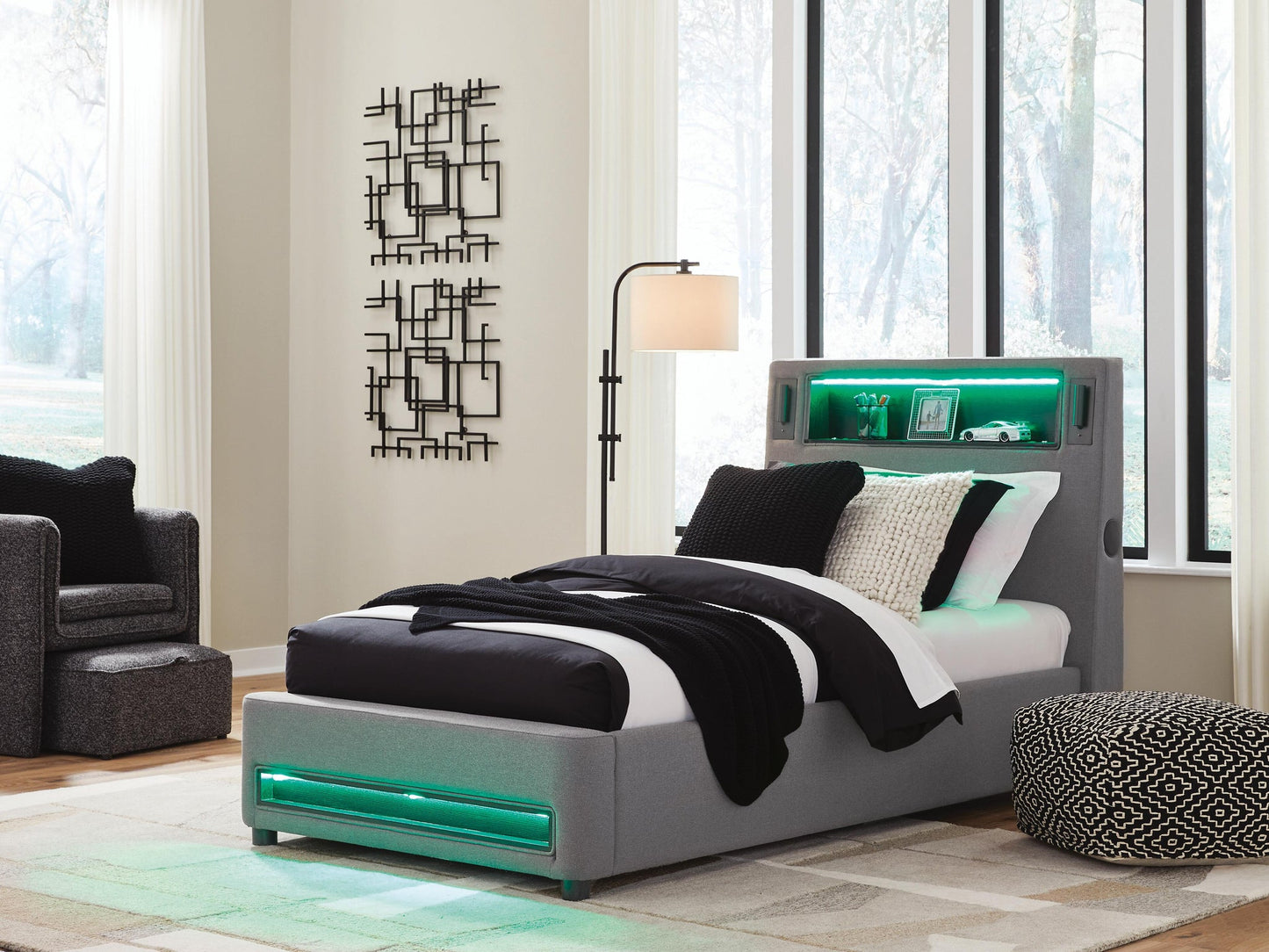 Ashley Express - Cayberry Twin Upholstered Bed with Wireless Audio