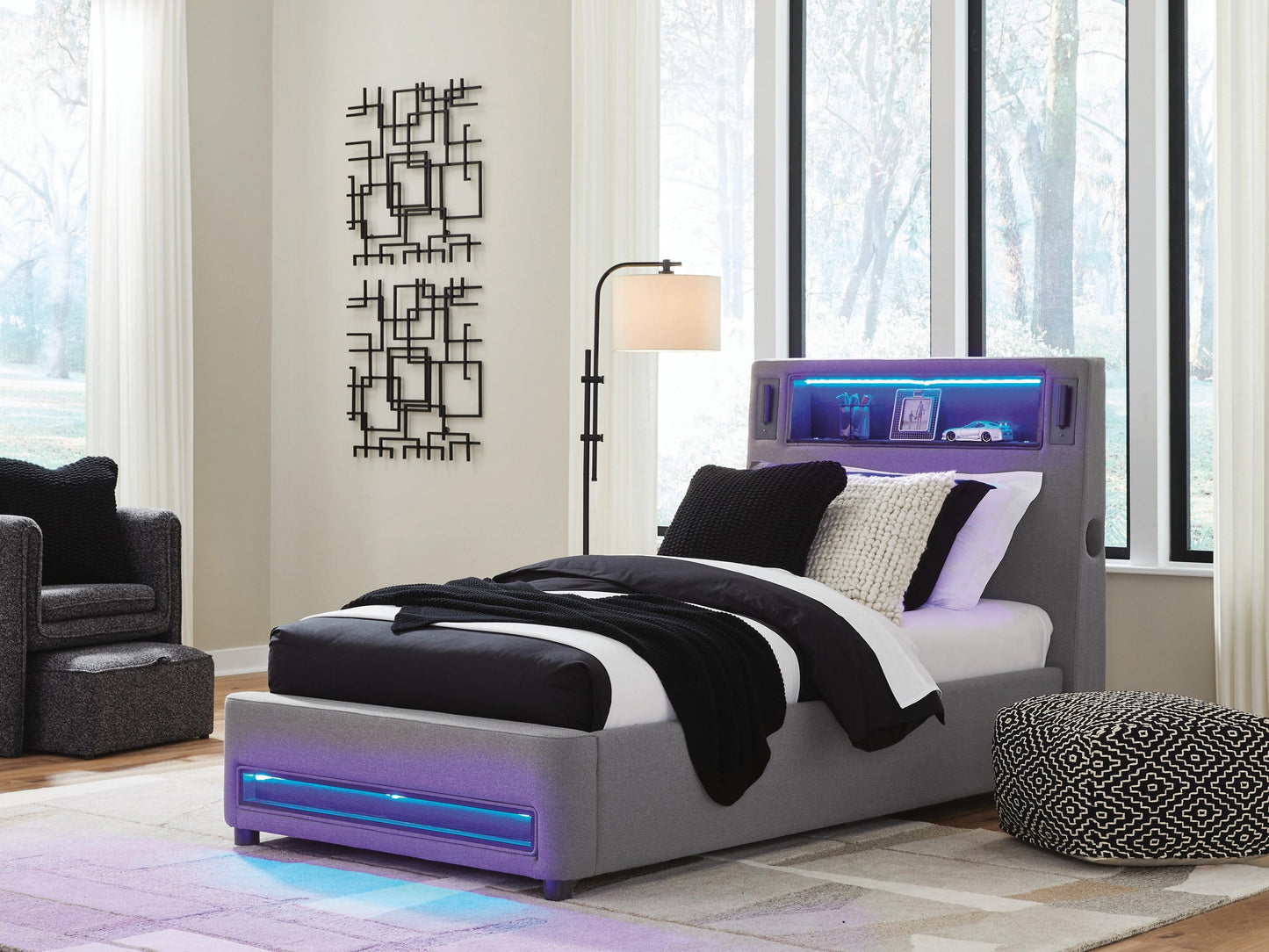 Ashley Express - Cayberry Twin Upholstered Bed with Wireless Audio