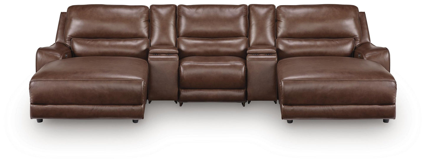 Silverbrooke 5-Piece Reclining Sectional with Double Chaise and Storage Consoles