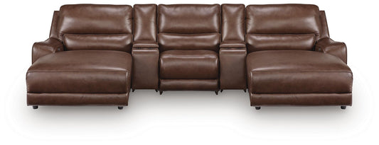Silverbrooke 5-Piece Reclining Sectional with Double Chaise and Storage Consoles