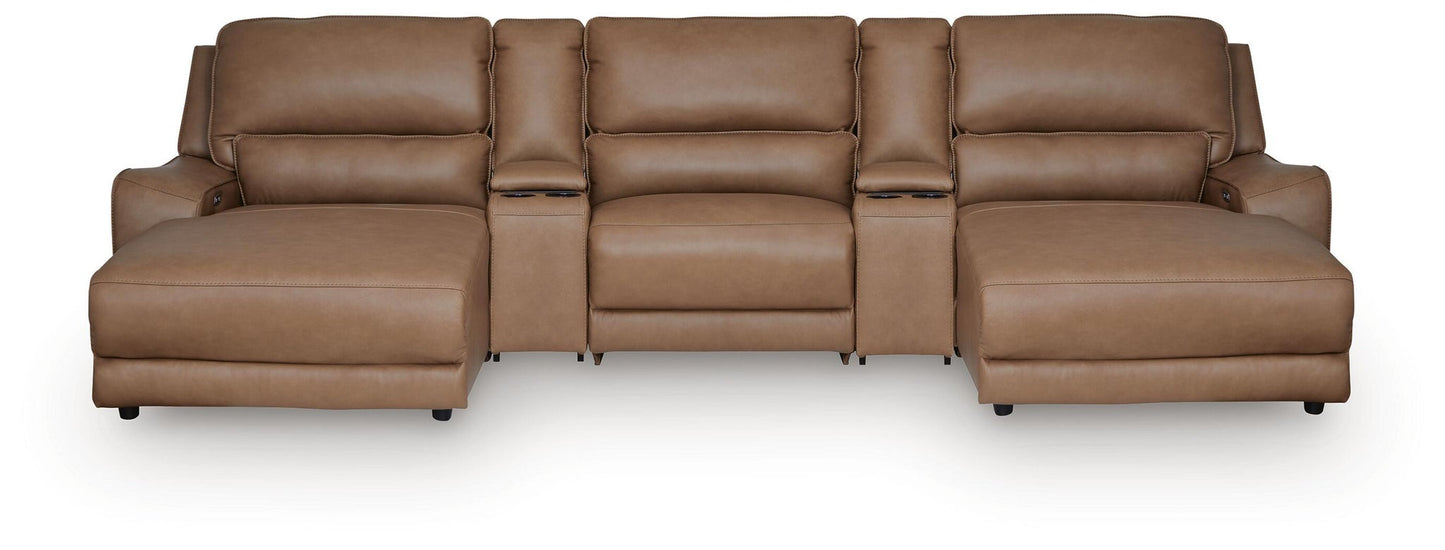 Silverbrooke 5-Piece Reclining Sectional with Double Chaise and Storage Consoles