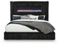 Agrander King Upholstered Bed with Fireplace and Wireless Audio