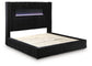 Agrander King Upholstered Bed with Fireplace and Wireless Audio