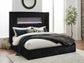 Agrander King Upholstered Bed with Fireplace and Wireless Audio