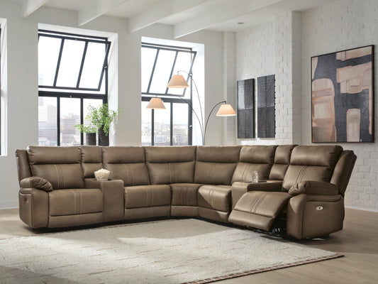 Max-Media 7-Piece Power Reclining Sectional with Audio Consoles