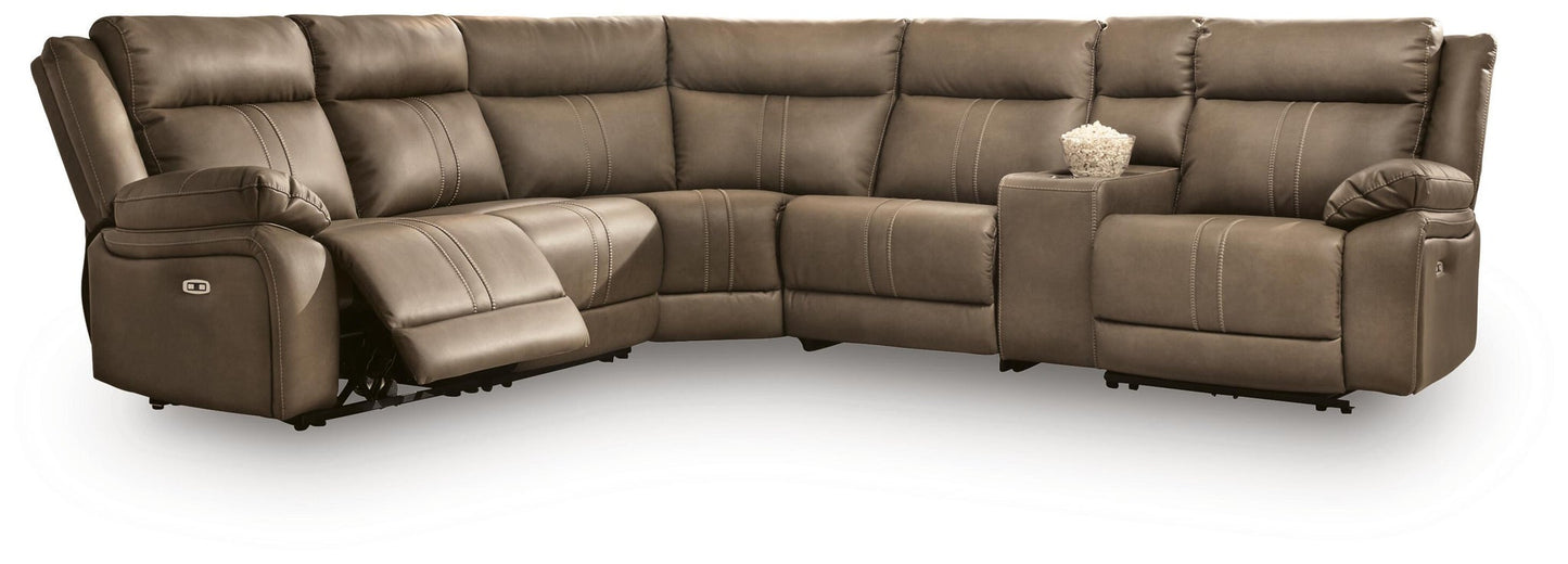 Max-Media 6-Piece Power Reclining Sectional with Audio Console