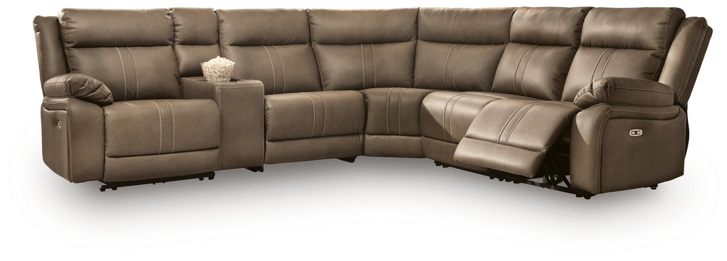 Max-Media 6-Piece Power Reclining Sectional with Audio Console