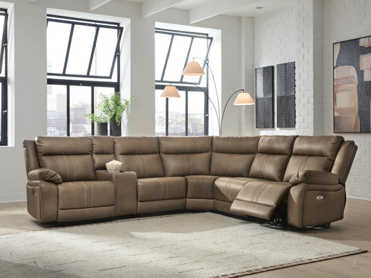 Max-Media 6-Piece Power Reclining Sectional with Audio Console