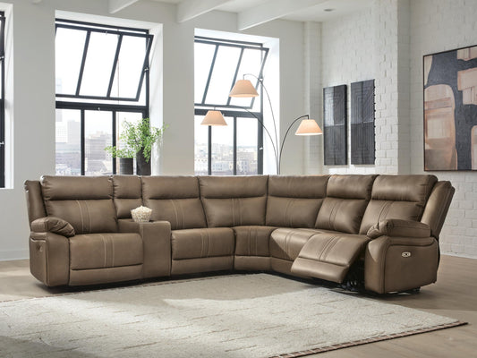 Max-Media 6-Piece Power Reclining Sectional with Audio Console