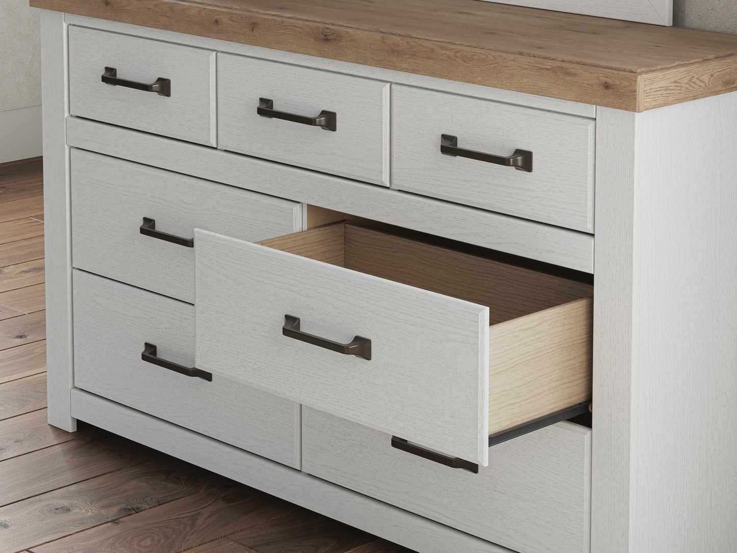 Savonport Twin Panel Storage Bed. Dresser, Mirror and Nightstand
