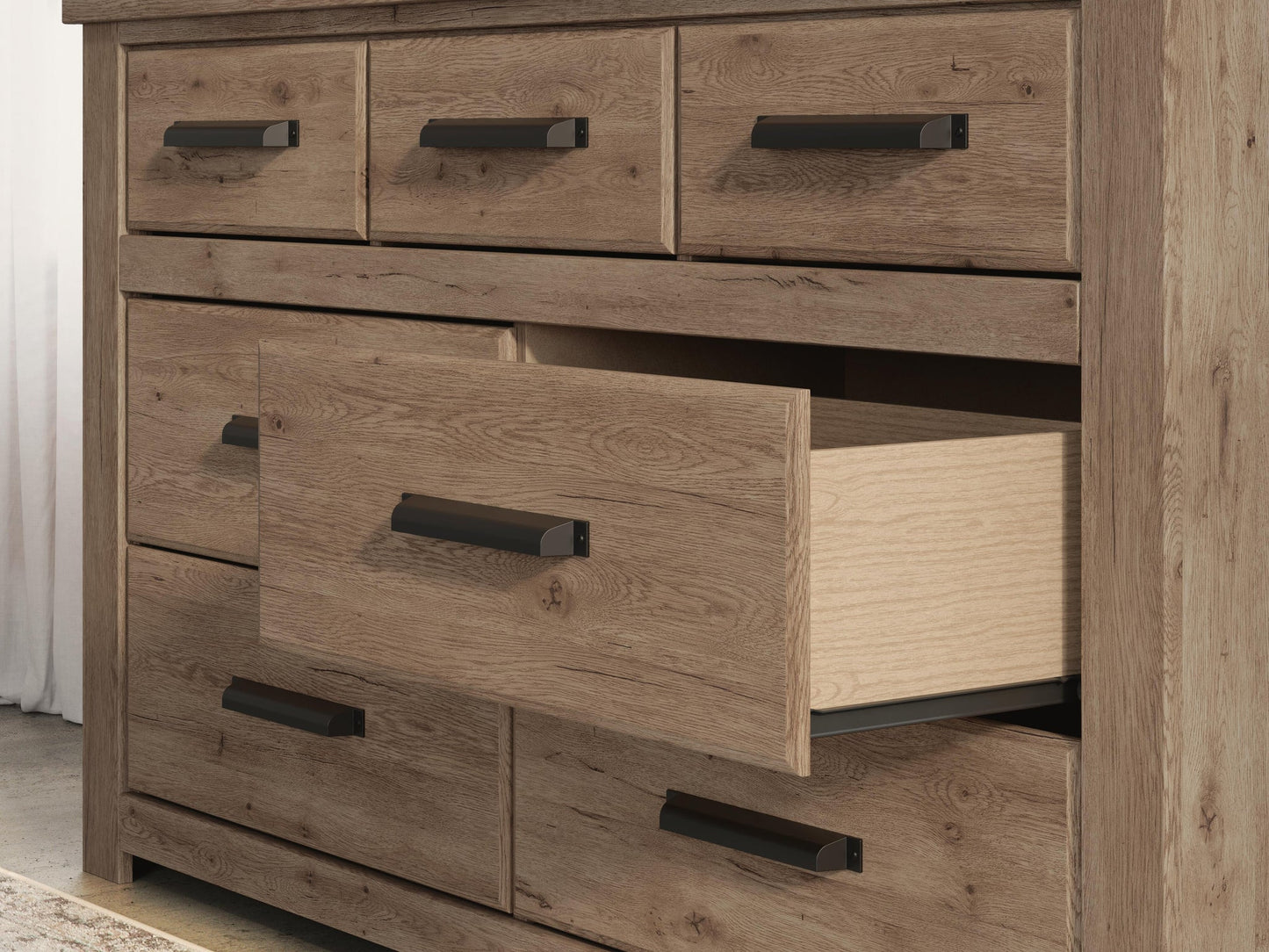 Garistyn Queen Panel Storage Bed, Dresser and Mirror