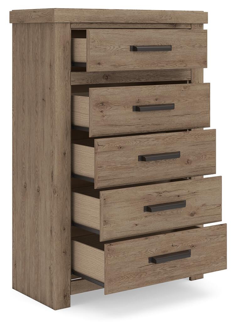 Garistyn Queen Panel Bed, Dresser, Mirror, Chest and Nightstand