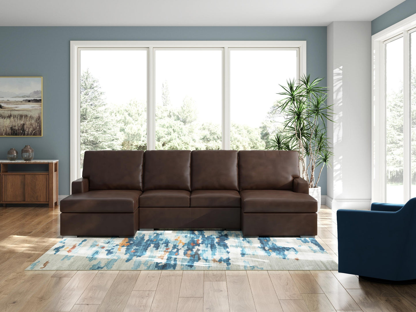 Modern Day 3-Piece Sectional with Double Chaise