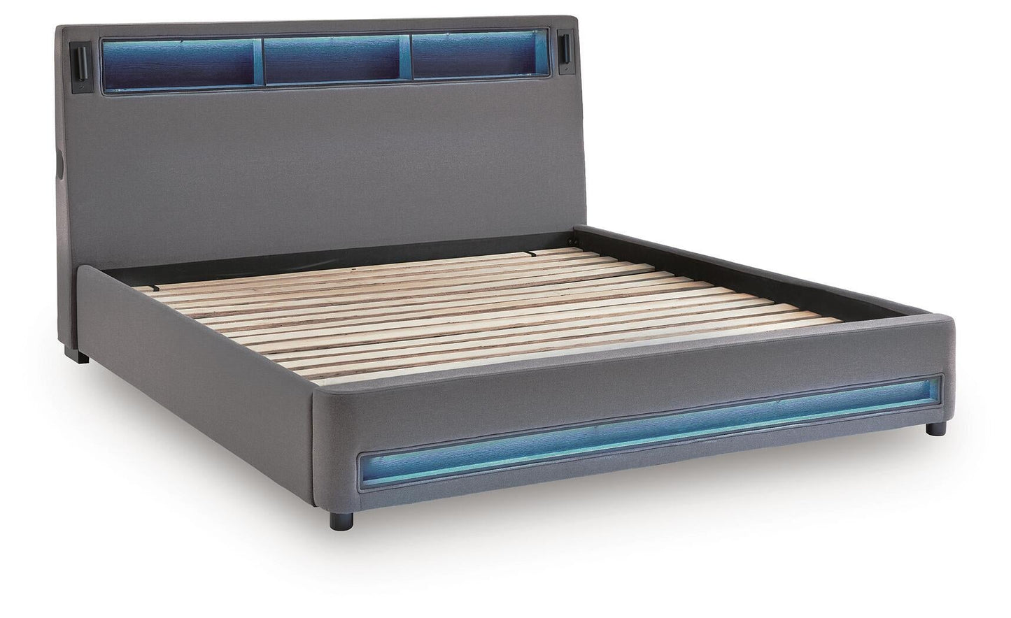 Cayberry California King Upholstered Bed with Wireless Audio