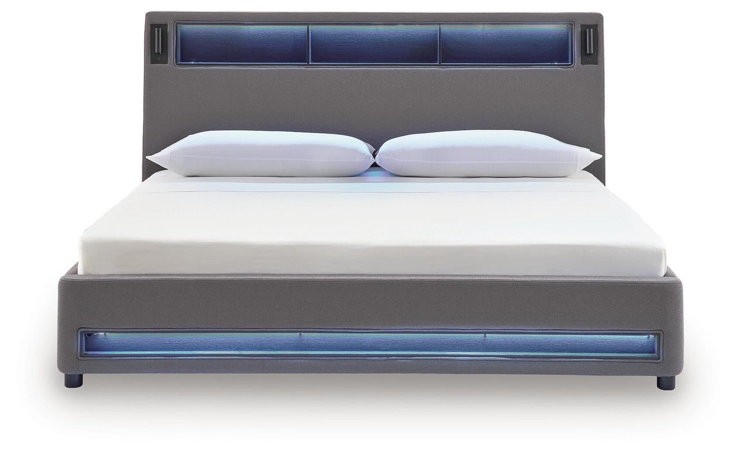 Cayberry California King Upholstered Bed with Wireless Audio