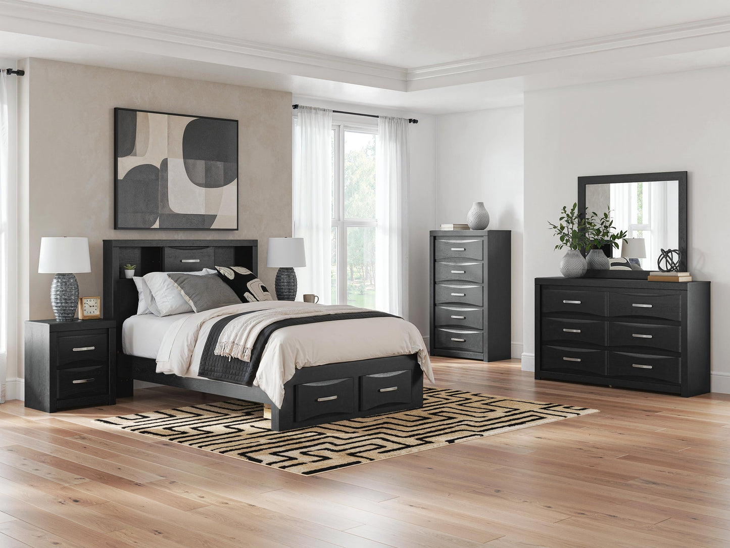 Jeffon Full Bookcase Storage Bed
