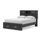 Jeffon Queen Bookcase Storage Bed