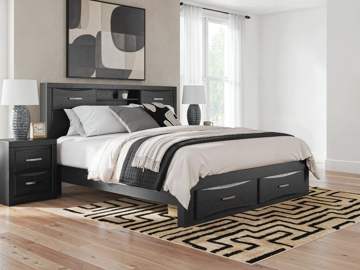 Jeffon King Bookcase Storage Bed