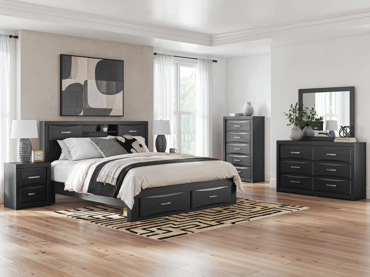 Jeffon King Bookcase Storage Bed