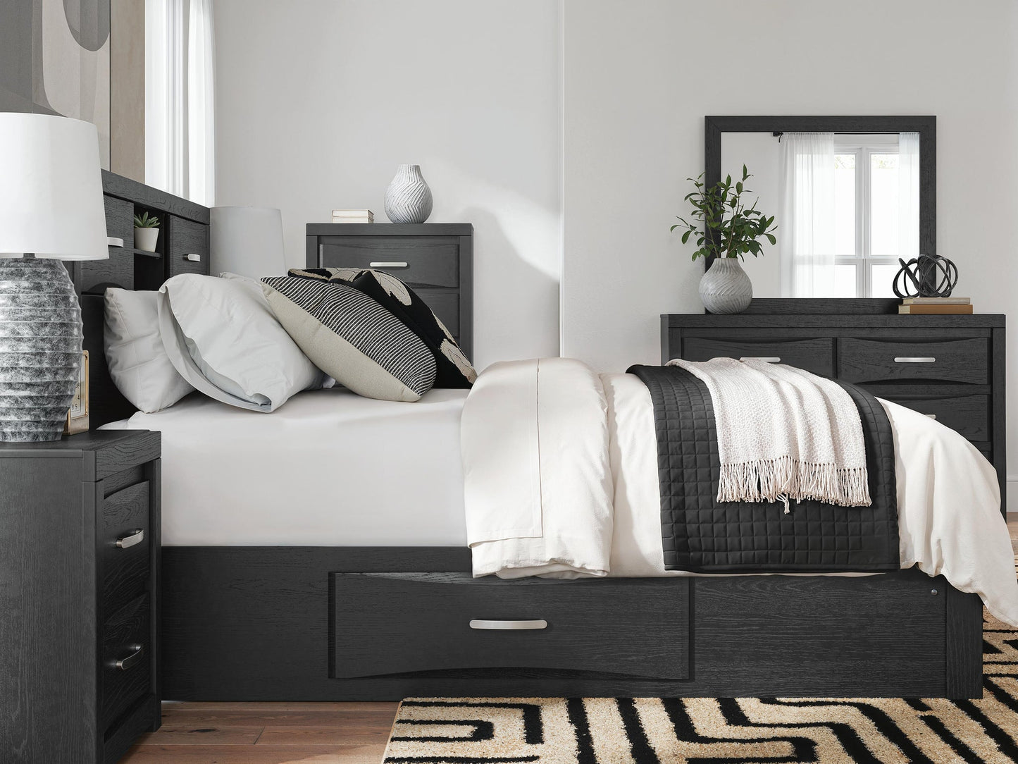 Jeffon Queen Bookcase Bed with Storage