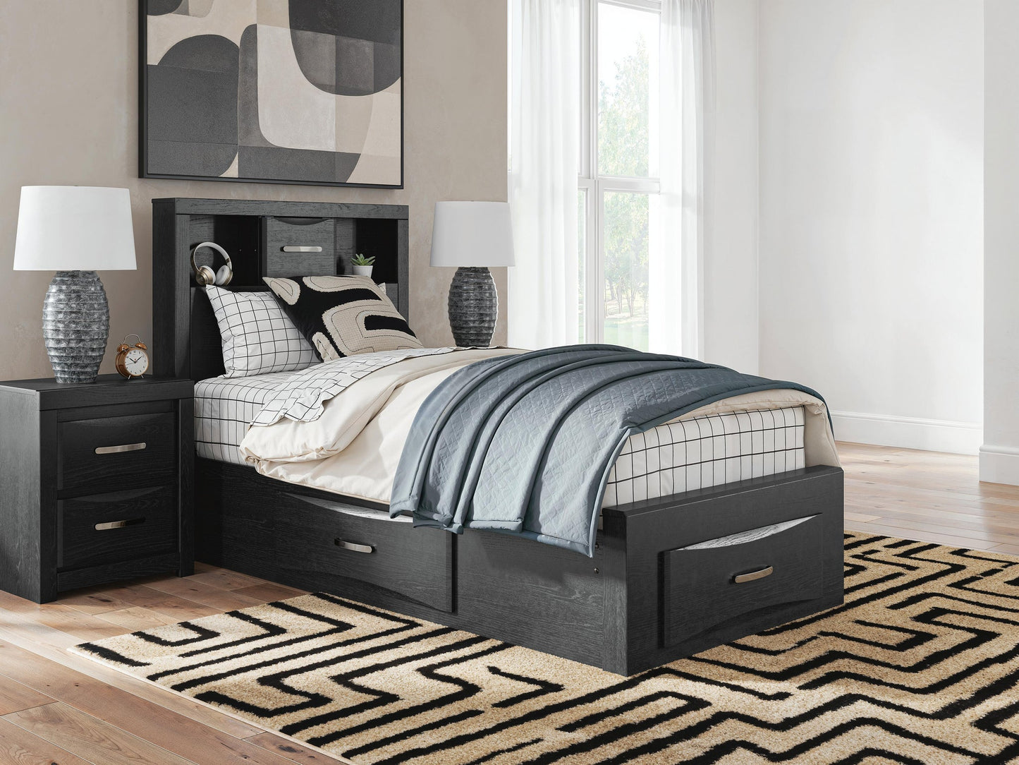 Jeffon Twin Bookcase Storage Bed