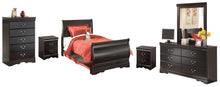 Load image into Gallery viewer, Huey Vineyard Twin Sleigh Bed with Mirrored Dresser, Chest and 2 Nightstands
