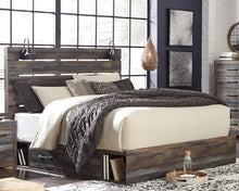 Load image into Gallery viewer, Drystan King Panel Bed with 2 Storage Drawers with Mirrored Dresser and 2 Nightstands
