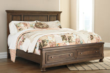 Load image into Gallery viewer, Flynnter Queen Panel Bed with 2 Storage Drawers with Mirrored Dresser, Chest and 2 Nightstands
