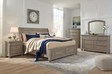 Load image into Gallery viewer, Lettner Queen Sleigh Bed with 2 Storage Drawers with Mirrored Dresser, Chest and Nightstand
