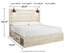 Load image into Gallery viewer, Cambeck King Panel Bed with 2 Storage Drawers with Mirrored Dresser and Chest

