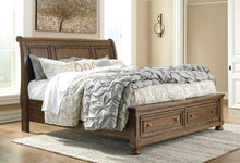Load image into Gallery viewer, Flynnter Queen Sleigh Bed with 2 Storage Drawers with Mirrored Dresser and 2 Nightstands
