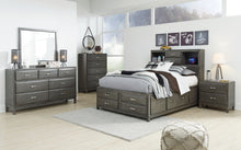 Load image into Gallery viewer, Caitbrook Queen Storage Bed with 8 Storage Drawers with Mirrored Dresser and 2 Nightstands
