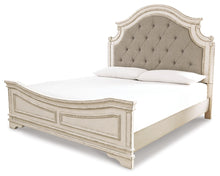 Load image into Gallery viewer, Realyn Queen Upholstered Panel Bed with Mirrored Dresser and 2 Nightstands
