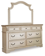 Load image into Gallery viewer, Realyn Queen Upholstered Panel Bed with Mirrored Dresser and 2 Nightstands
