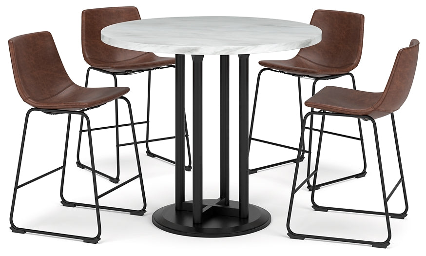 Ashley Express - Centiar Counter Height Dining Table and 4 Barstools