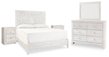 Load image into Gallery viewer, Paxberry King Panel Bed with Mirrored Dresser and 2 Nightstands
