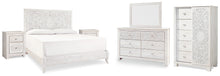 Load image into Gallery viewer, Paxberry King Panel Bed with Mirrored Dresser, Chest and 2 Nightstands

