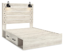 Load image into Gallery viewer, Cambeck Queen Panel Bed with 2 Storage Drawers with Mirrored Dresser and Nightstand
