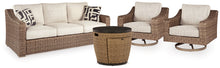 Load image into Gallery viewer, Malayah Outdoor Sofa and 2 Lounge Chairs with Fire Pit Table

