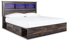 Load image into Gallery viewer, Drystan King Bookcase Bed with 4 Storage Drawers with Mirrored Dresser and 2 Nightstands
