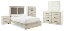Load image into Gallery viewer, Cambeck Queen Upholstered Panel Bed with Mirrored Dresser, Chest and Nightstand
