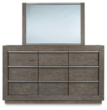 Load image into Gallery viewer, Anibecca Queen Upholstered Panel Bed with Mirrored Dresser and 2 Nightstands
