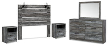 Load image into Gallery viewer, Baystorm Queen Panel Headboard with Mirrored Dresser and 2 Nightstands
