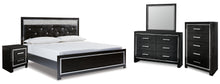Load image into Gallery viewer, Kaydell King Upholstered Panel Platform Bed with Mirrored Dresser, Chest and Nightstand
