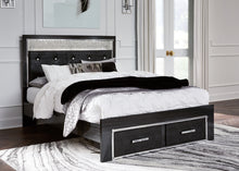 Load image into Gallery viewer, Kaydell Queen Upholstered Panel Storage Bed with Mirrored Dresser and Chest

